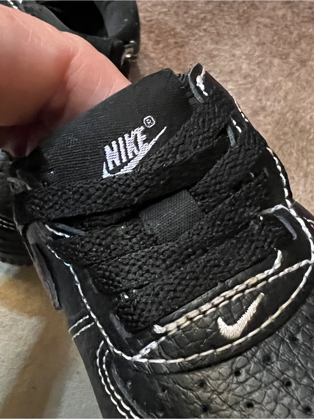 Toddler Size 3 Nike Force 1 Black Sneakers with Light Purple Swoosh - Picture 5 of 7